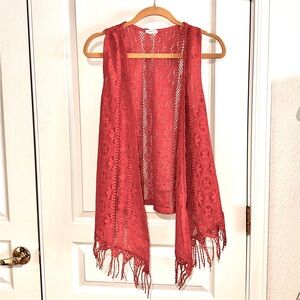 Salmon color crochet vest